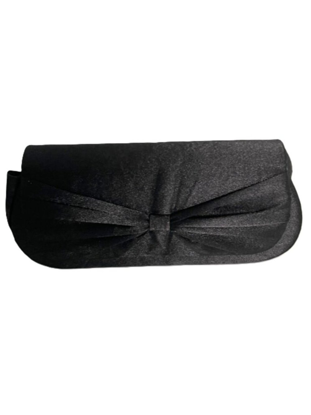 New Black Satin Bow Evening Clutch Purse Handbag with wristlet / Crossbody Strap